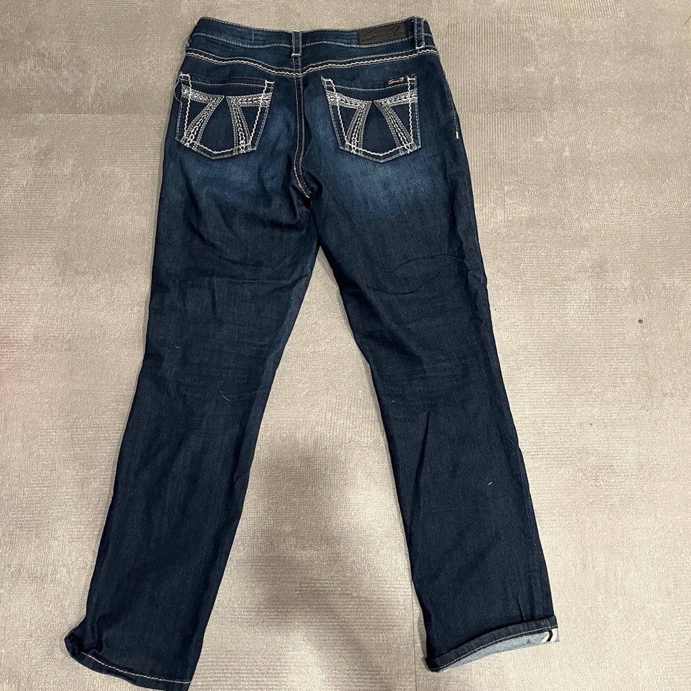 Seven Slimming Straight Women's Dark Blue Jeans 12 - Picture 6 of 7